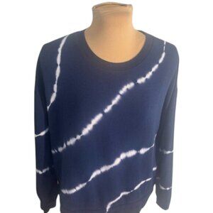 Athleta Navy White Tie Dye Cropped Sweatshirt Cotton Athleisure Size S